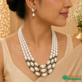 White Pearls Graded Green Combination Mala