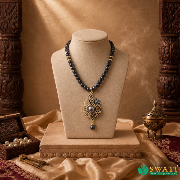 Black Pearl Blue Stone Hangingset