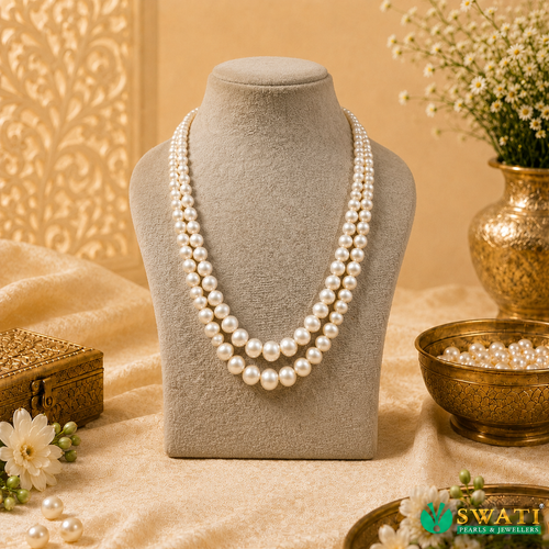 Pink Peach Pearls Round Shape Graded Mala