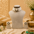 White Pearls With Blue Stone Chowkar