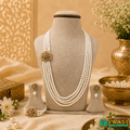 White Pearls With Multi Stones Side Brouch