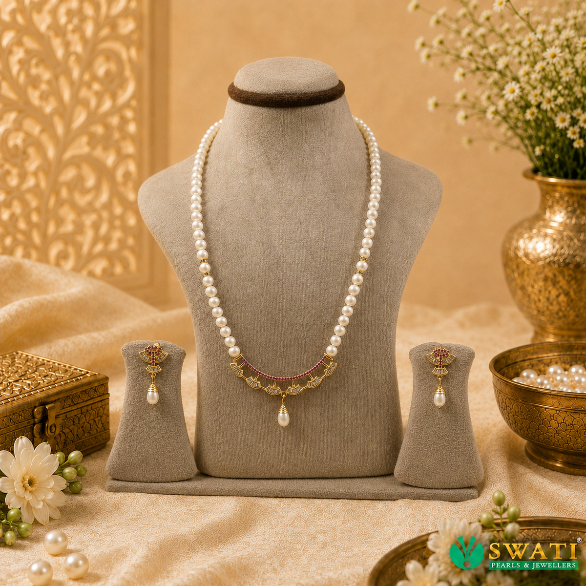 White Pearls White Stone 2rows
