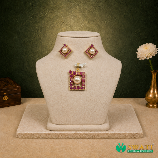 Pink Pearl Red Pendent