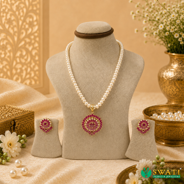 Peach Pink Red Stone Set