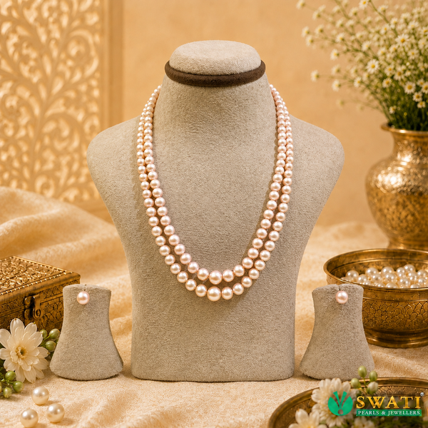Onion Pink Pearl Round Shape Graded Mala