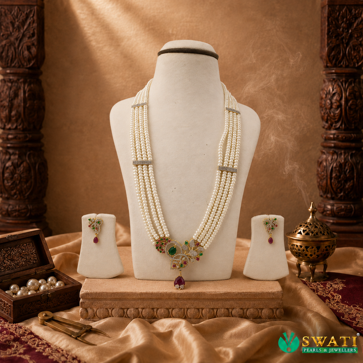 Pearls Rani Har Set