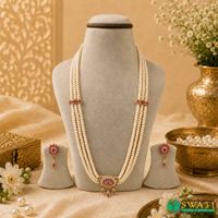 Pink Pearl With Red Stone Rani Har