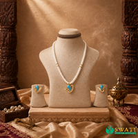 White Pearls With Blue Turquoise Set