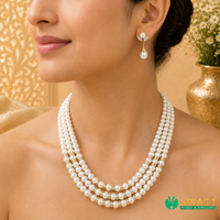 White Pearls Semi Round Mala