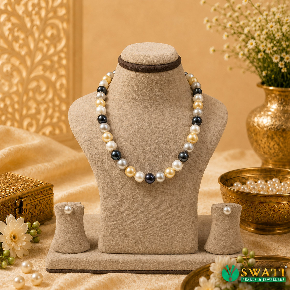 Multi Colour Pearls Round Shape Even Size Mala
