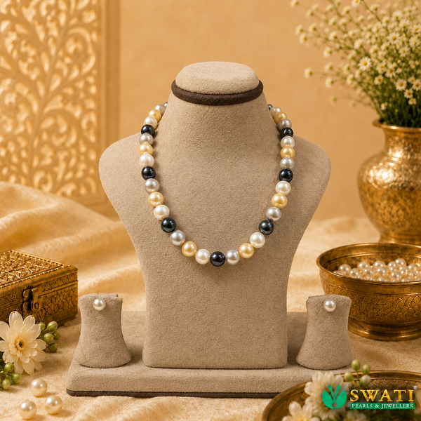 Multi Colour Pearls Round Shape Even Size Mala