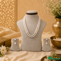 White Pearls Silver Balls Mala