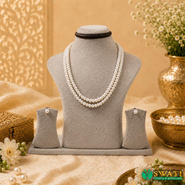 White Semi Round Mala
