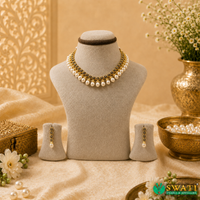 Pink Pearl Blue Stone Necklace