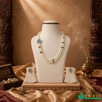White Pearls With Lite Blue Stone Set