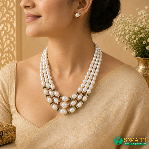 White Pearls Graded Multi Combination Mala