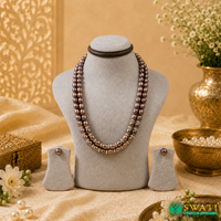 Copper Pearls Oval Shape Even Size Mala 2rows