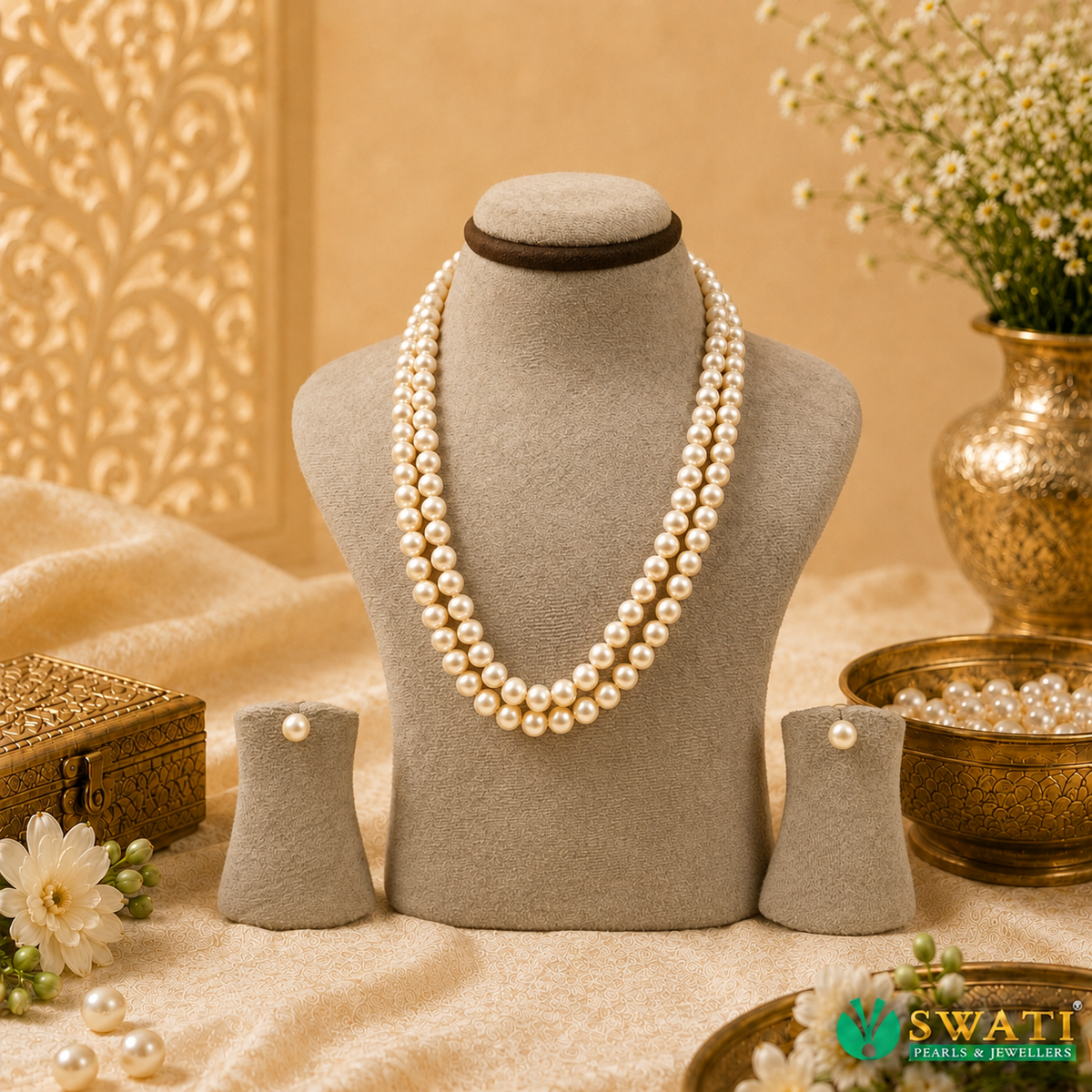 Pink Peach Pearl Round Shape Even Size Mala