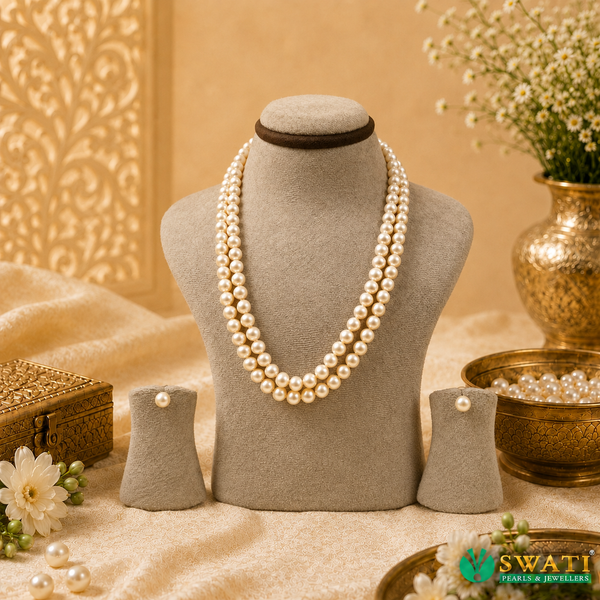Pink Peach Pearl Round Shape Even Size Mala