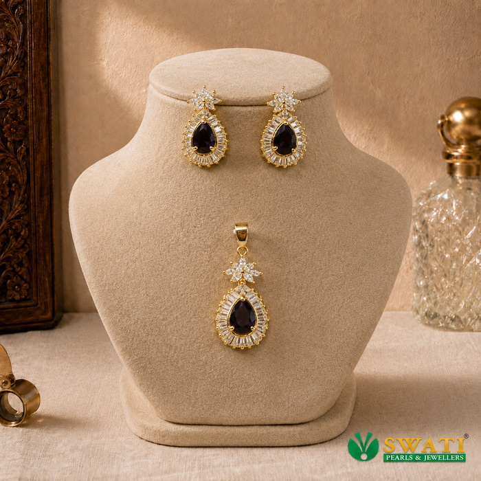 Amethyst Stone Pendent Set