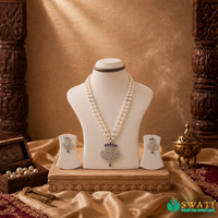 White Pearls Purple And White Stone Set