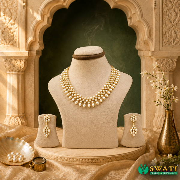 White Pearls AD Necklace