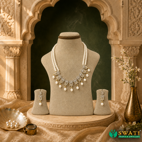 White Pearls With White Stone 2linesadsets