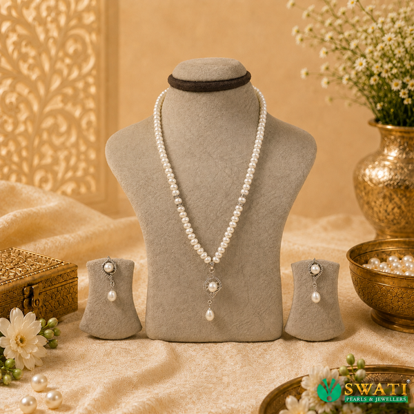 White Pearls Silver Set