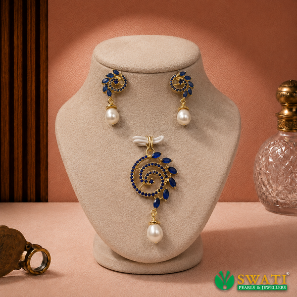 Blue Pearls With Pendant
