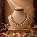 White Pearls With Rubby Stone AD Necklace