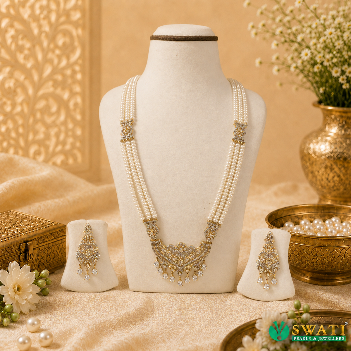 White Pearls White Stone Rani Har
