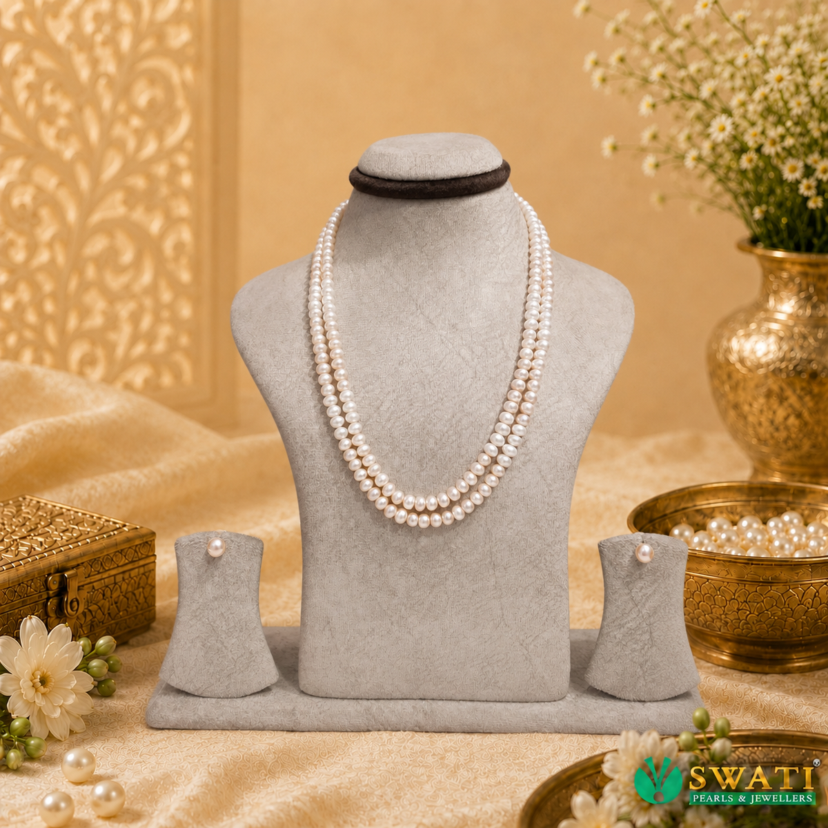 Pink Semi Round Shaded 2rows Mala