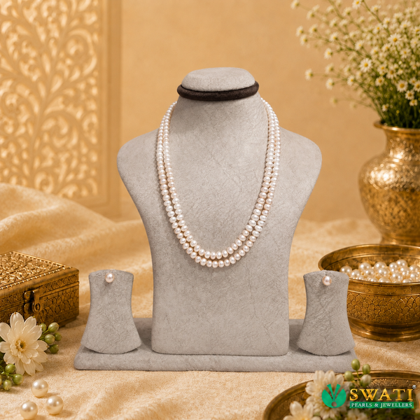 Pink Semi Round Shaded 2rows Mala