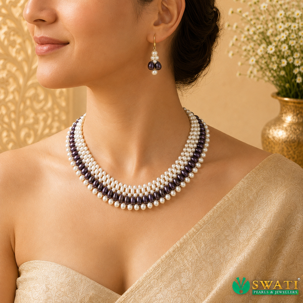 Black And White Jali Necklace