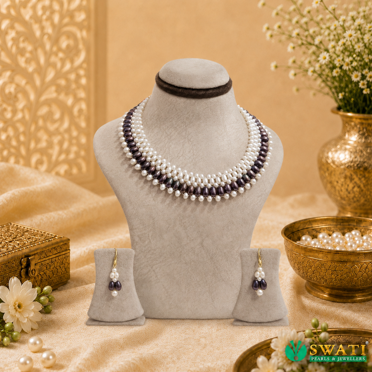 Black And White Jali Necklace
