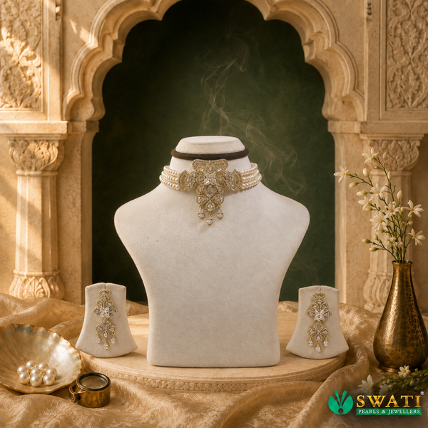 White Pearls White Stone Sets
