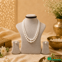White Pearls Oval Shape Graded Mala