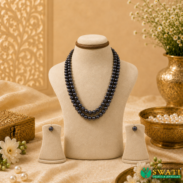 Black Round Shape Even Size Mala