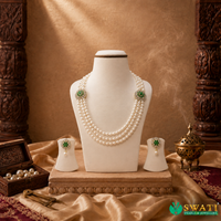 Green And White Stone Pearls Set