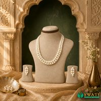 White Pearls With Buttan Necklace With Gold Plated Balls