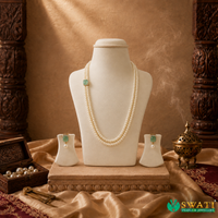 White Pearls Lite Green Stone Set