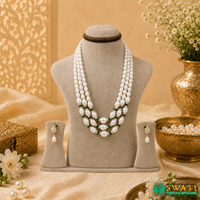 White Pearls Graded Green Combination Mala