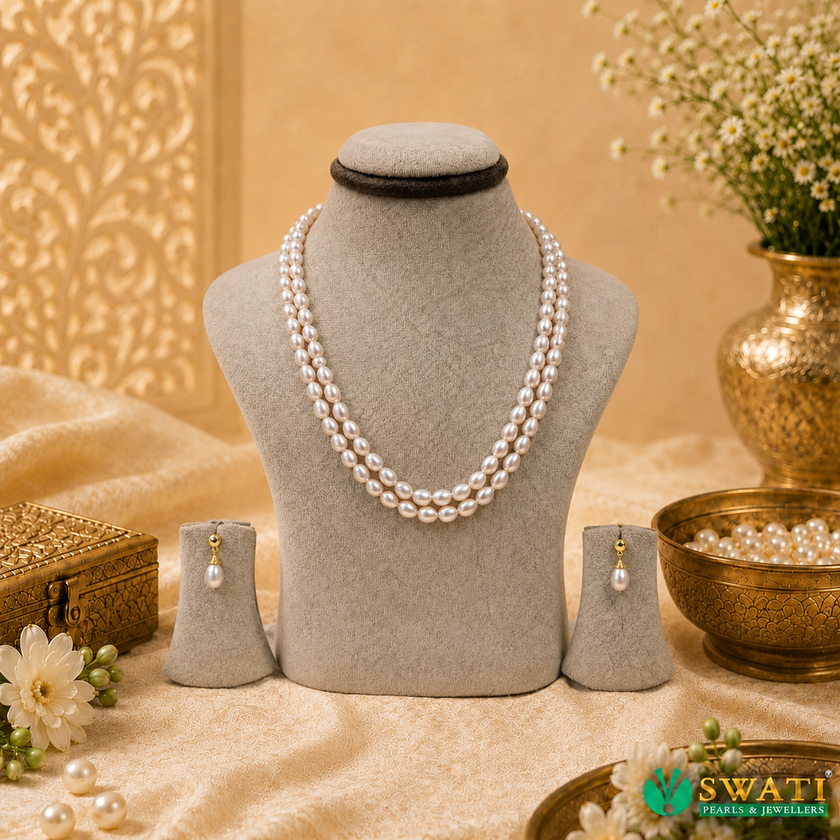 Pink Pearl Oval Shape Even Size Mala