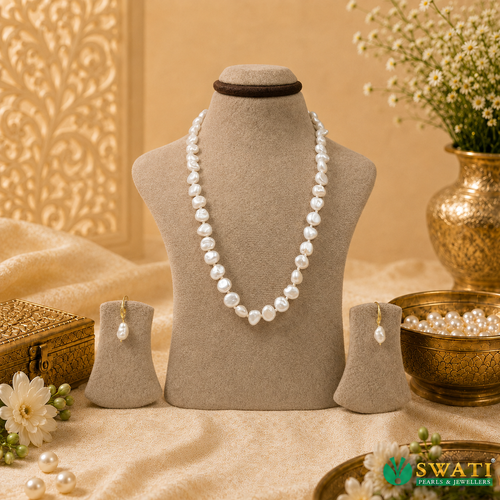 Baroque White Pearls Mala