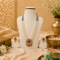 White Pearls With Silver Gray Combination Rani Har Set