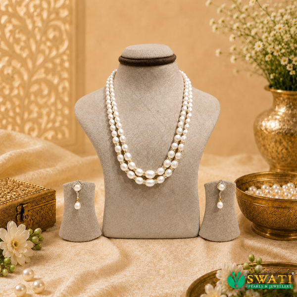 White Oval Shape Graded Mala