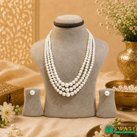 White Pearls Round Shape Graded Mala