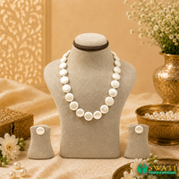 White Flat Coin Pearls Mala