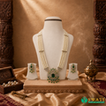 Green Stone White Pearls Set