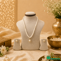 White Pearls With White Stone Set